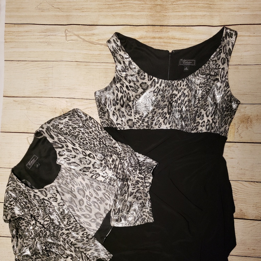 Dressbarn black and animal print dress